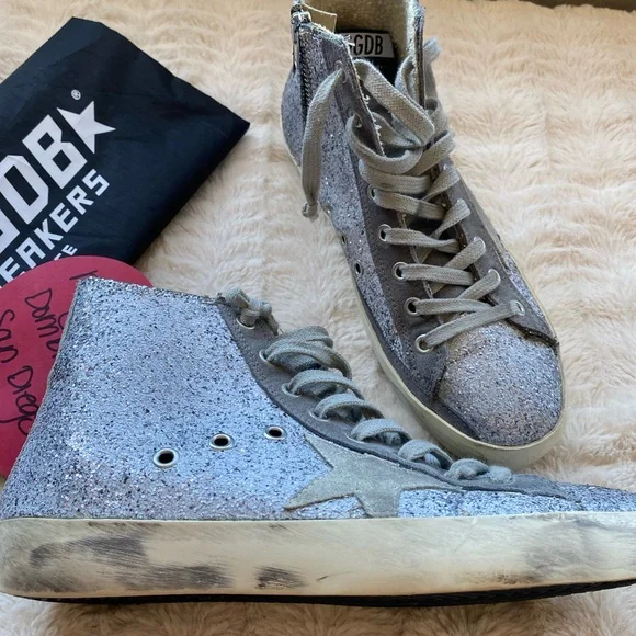 GOLDEN GOOSE GLITTER GREY SILVER FRANCYS EUC 38 - Picture 7 of 17